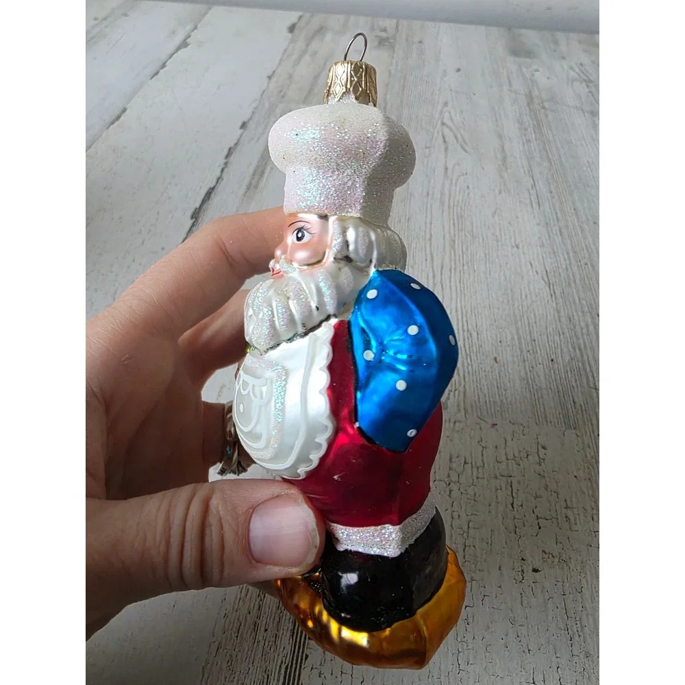 Glitter baking Santa Baker cook‎ ornament glass Xmas tree